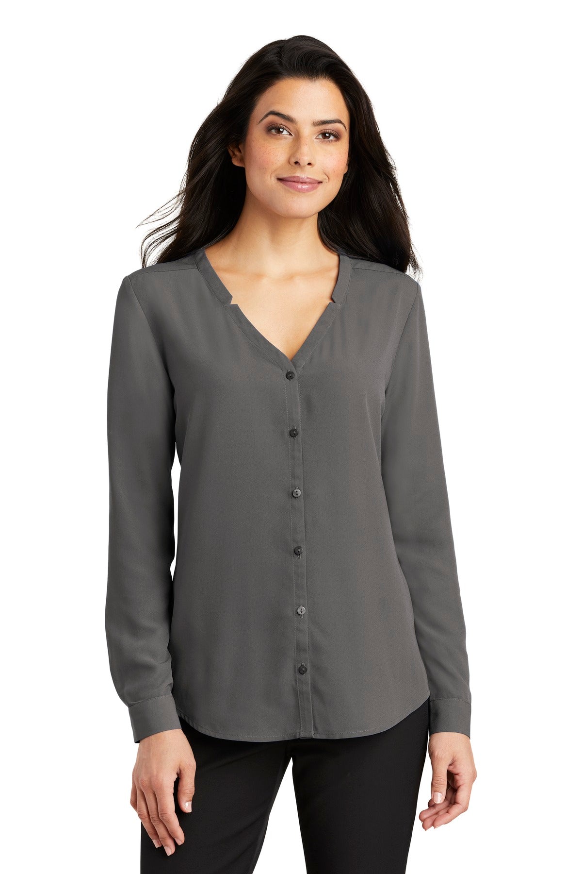 Port Authority® Ladies Long Sleeve Button-Front Blouse. LW700