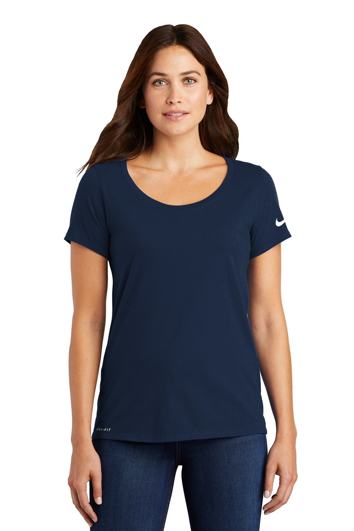 Nike Ladies Dri-FIT Cotton/Poly Scoop Neck Tee. NKBQ5234