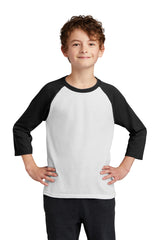 Port & Company® Youth Core Blend 3/4-Sleeve Raglan Tee. PC55YRS