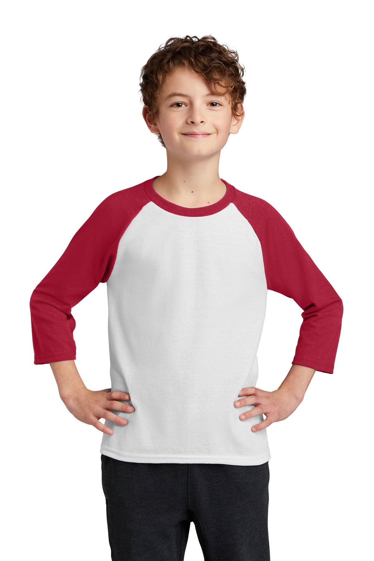 Port & Company® Youth Core Blend 3/4-Sleeve Raglan Tee. PC55YRS