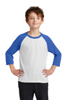 Port & Company® Youth Core Blend 3/4-Sleeve Raglan Tee. PC55YRS