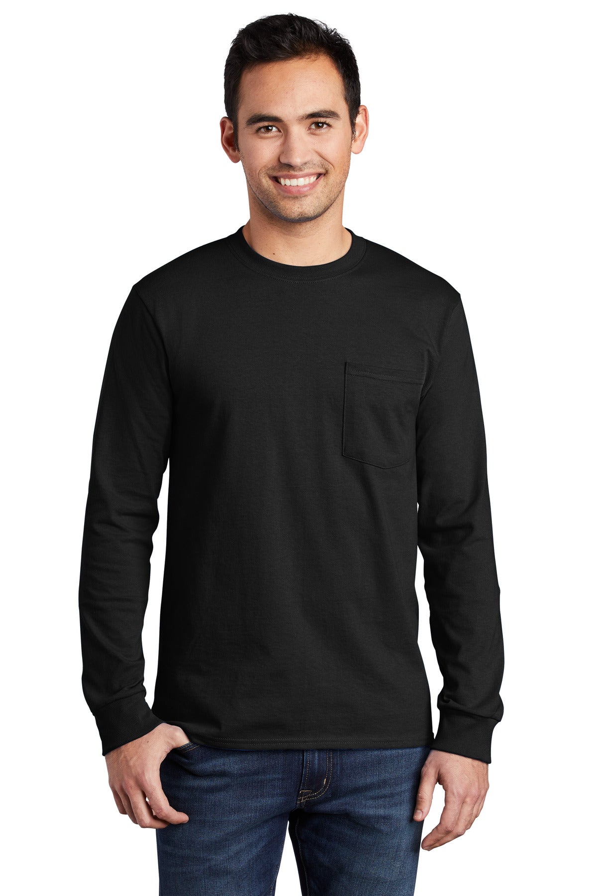 Port & Company® Tall Long Sleeve Essential Pocket Tee. PC61LSPT