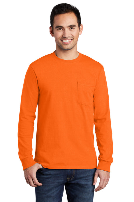 Port & Company® - Long Sleeve Essential Pocket Tee.  PC61LSP