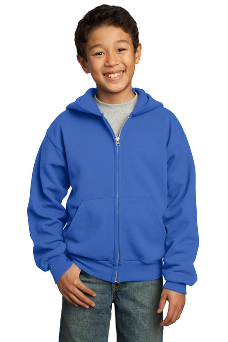 Port & Company® - Youth Core Fleece Full-Zip Hooded Sweatshirt.  PC90YZH