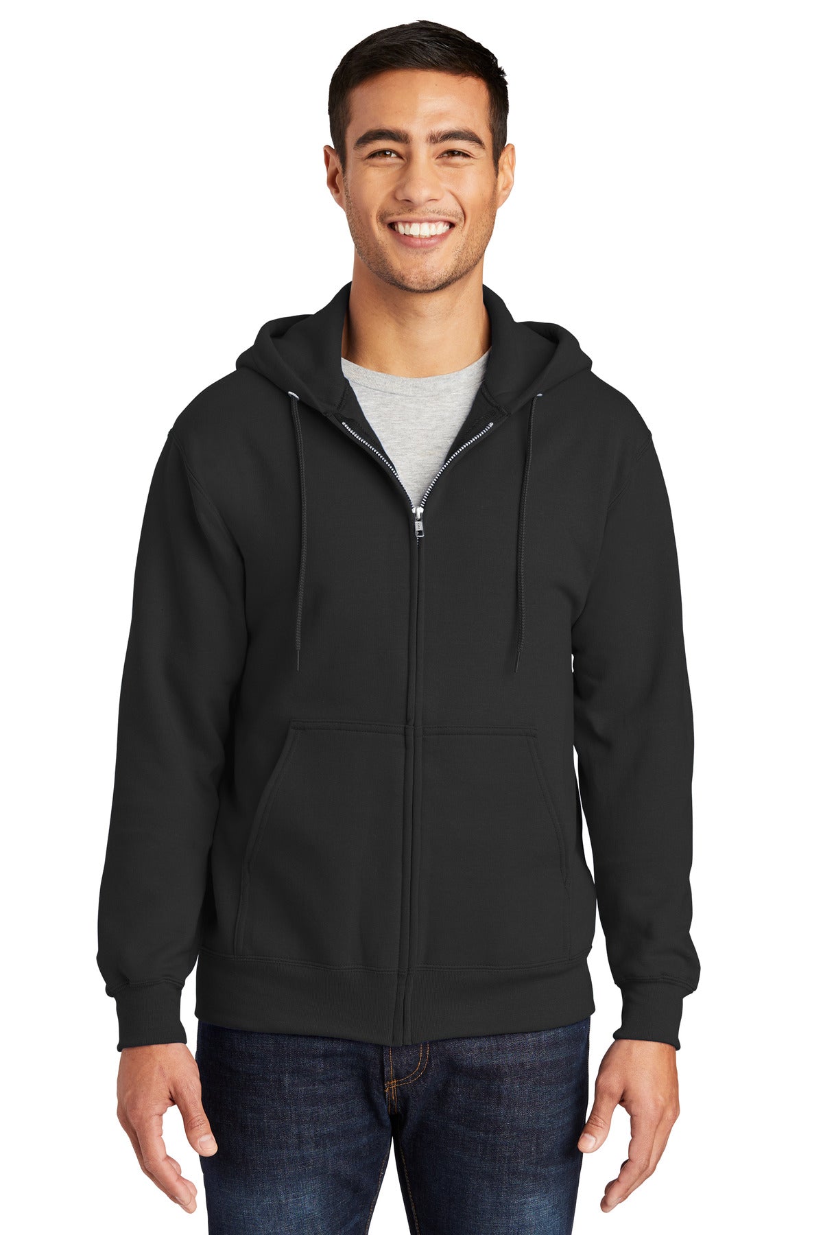 Port & Company® Tall Essential Fleece Full-Zip Hooded Sweatshirt. PC90ZHT