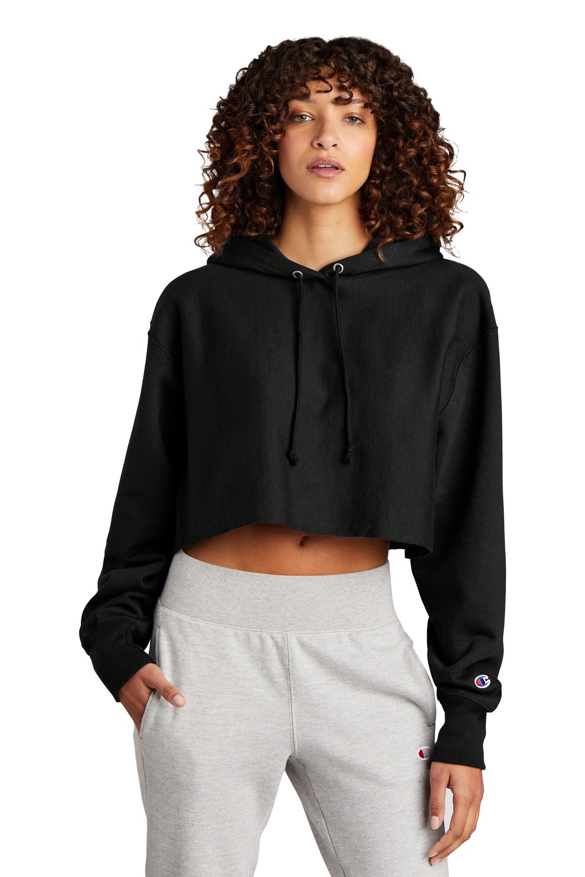 Champion ®  Women's Reverse Weave ®  Cropped Cut-Off Hooded Sweatshirt RW01W