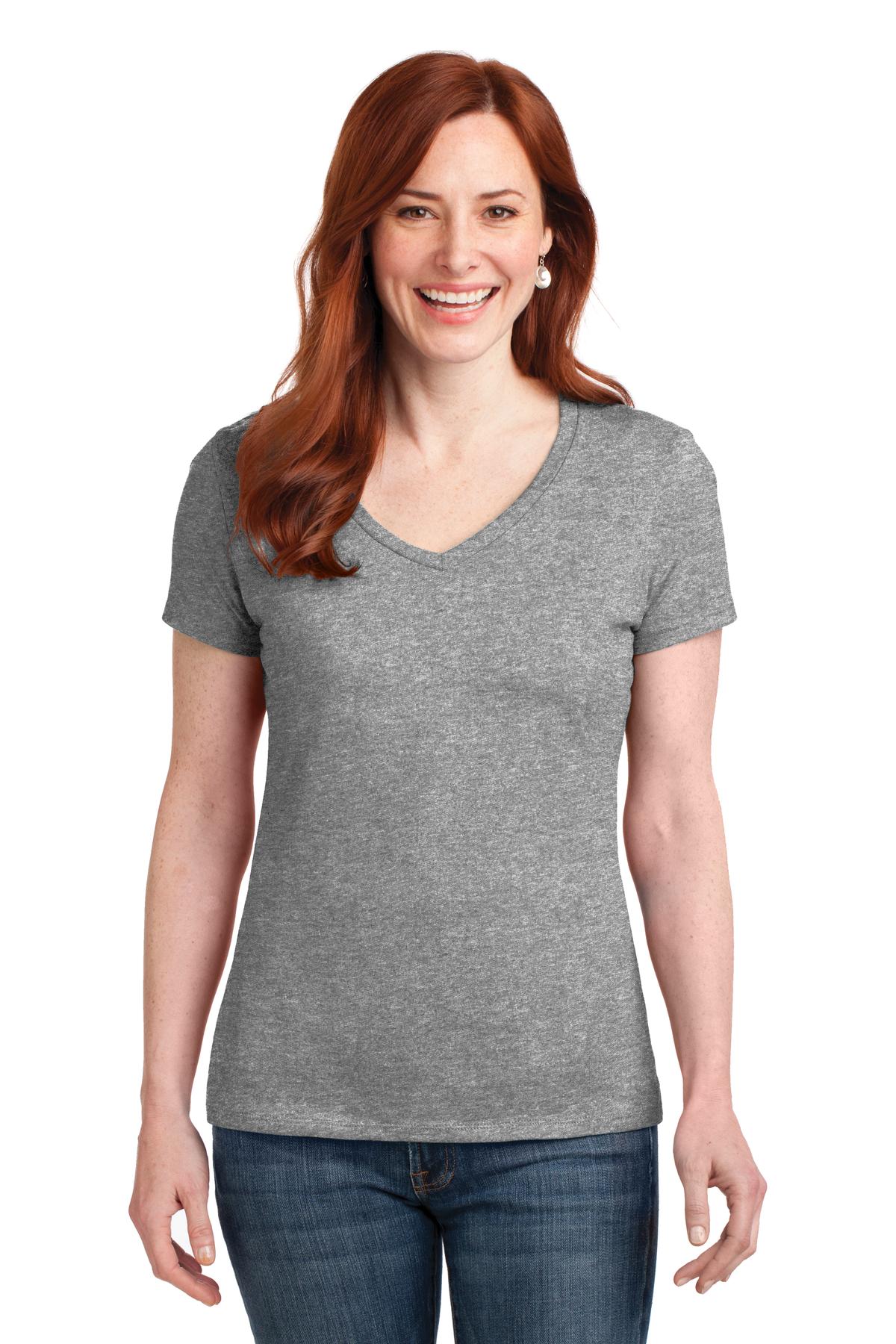 Hanes® Ladies Perfect-T Cotton V-Neck T-Shirt. S04V