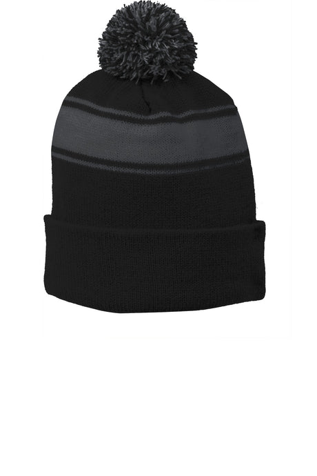 Sport-Tek® Stripe Pom Pom Beanie.  STC28