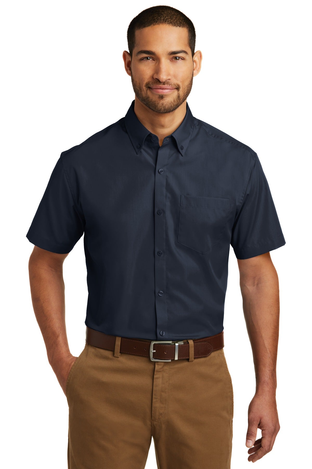 Port Authority® Short Sleeve Carefree Poplin Shirt. W101