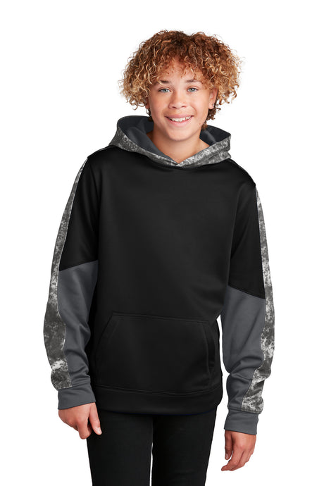 Sport-Tek® Youth Sport-Wick® Mineral Freeze Fleece Colorblock Hooded Pullover. YST231