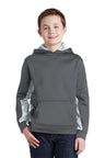 Sport-Tek® Youth Sport-Wick® CamoHex Fleece Colorblock Hooded Pullover.  YST239