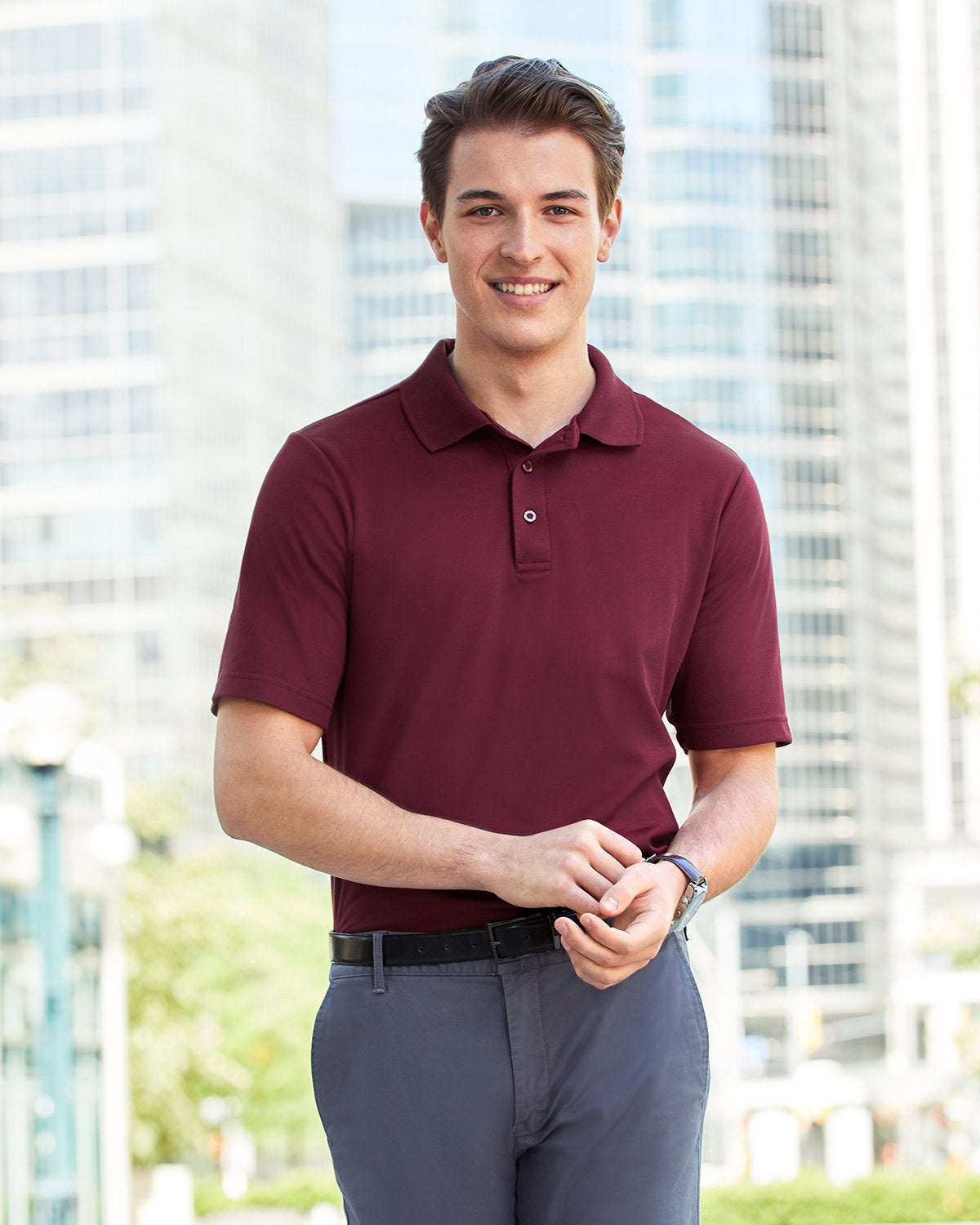 Devon & Jones CrownLux Performance® Men's Plaited Polo